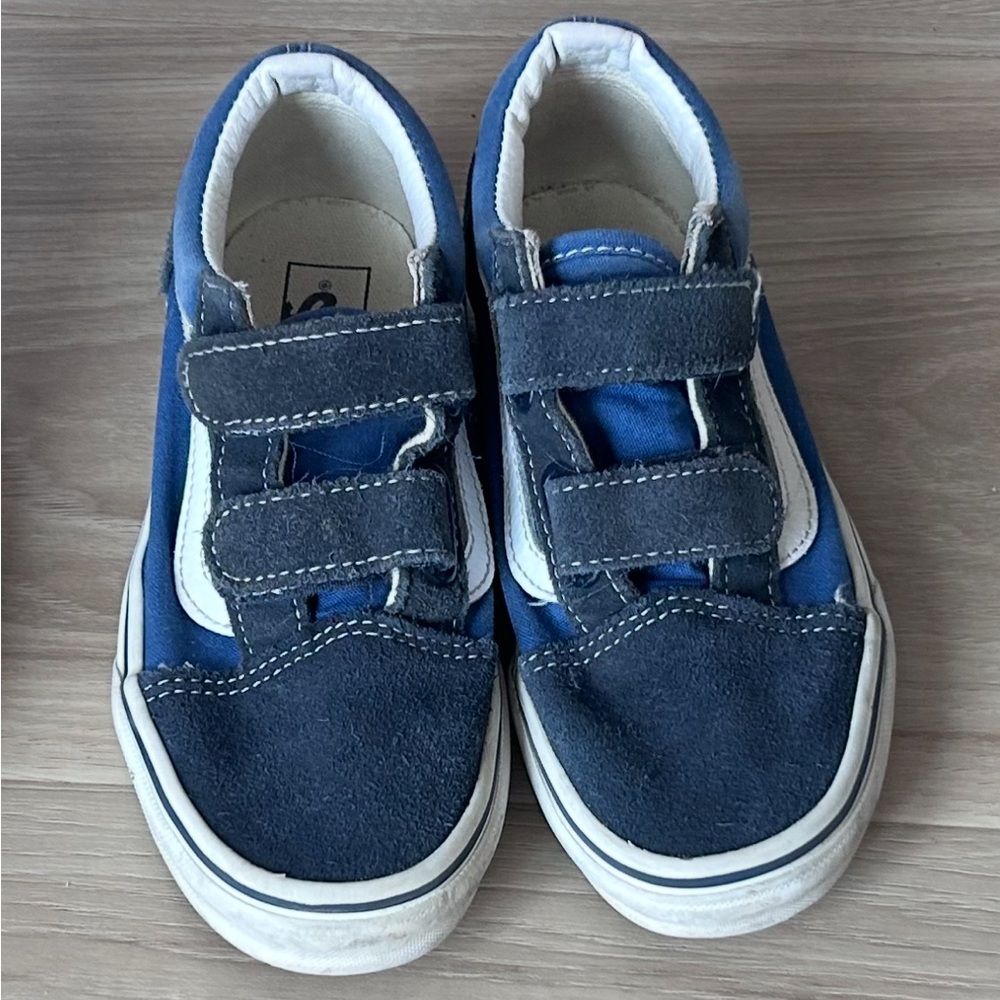 Sz 1 Vans Kids Blue and White Sneakers